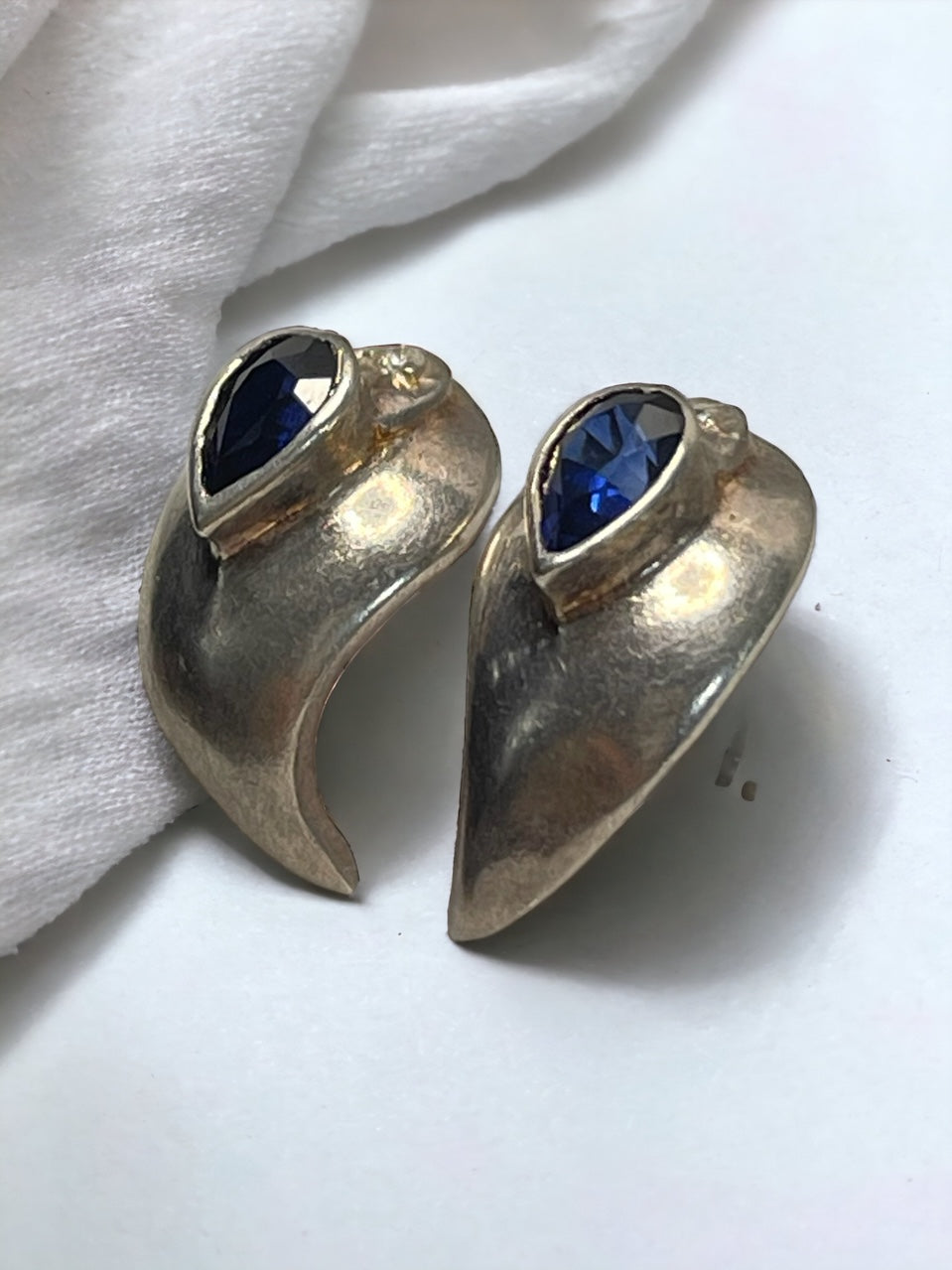 Tear with Navy Blue Stone Earrings