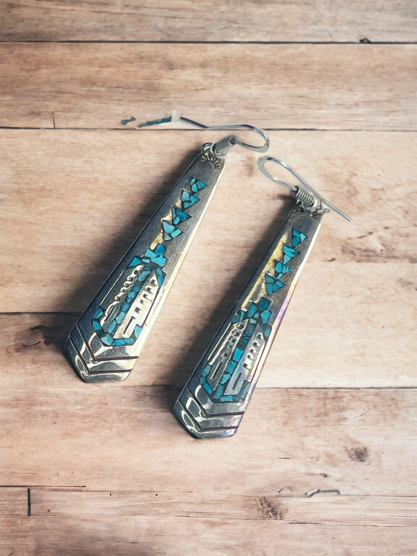 Native American Hook Earrings Stamped w/ Native Symbol