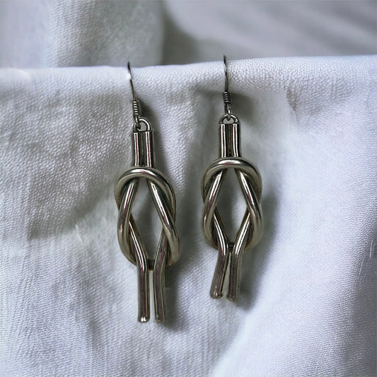 Long Sterling Silver Knot Earrings