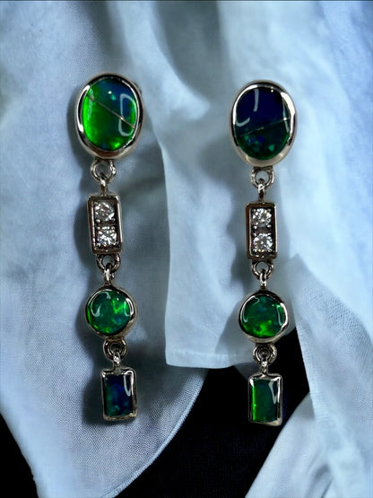 Blue And Green Tone Dangle Earrings