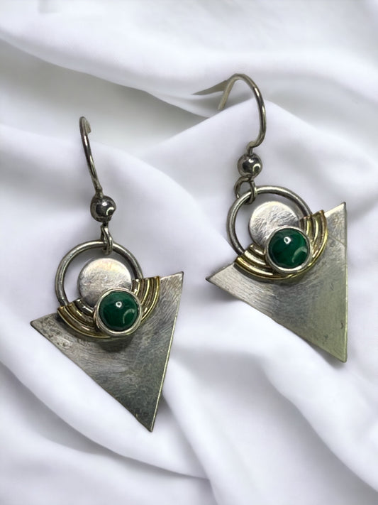 Triangle Malachite Dangle Earrings