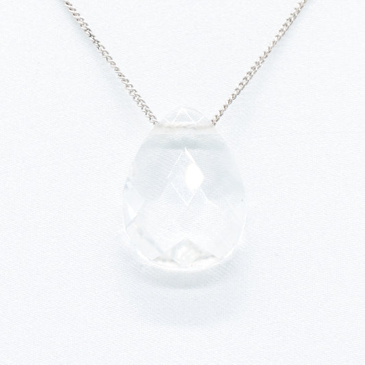 Natural Clear Tear-drop Style Necklace